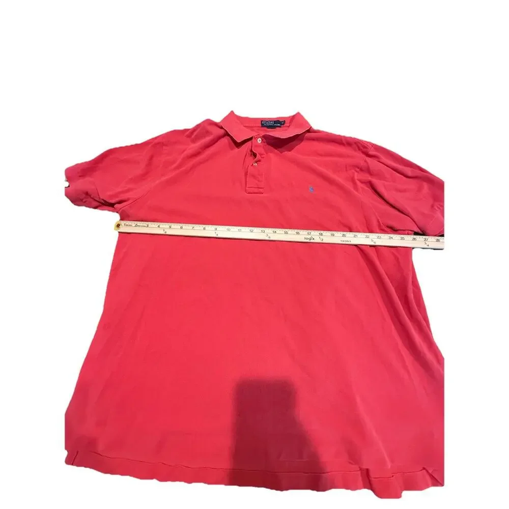 Polo Ralph Lauren Mens 2XLB Red Polo Shirt Blue Pony Short Sleeve Cotton